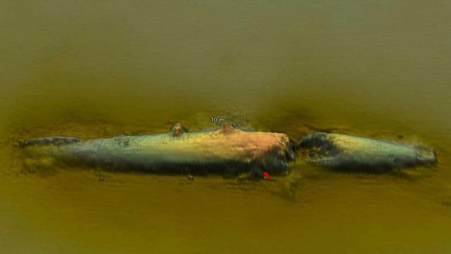 圖為U-78潛艇的聲納掃描圖。