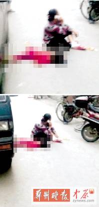 　媽媽哭著坐在旁邊打電話，孩子的爸爸還在三門峽打工。