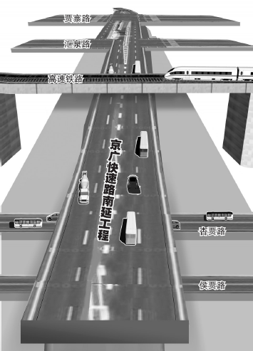 在與南四環(huán)交叉口設(shè)置全互通立交，跨越豫一路、中州大道后和繞城高速銜接，在中州大道和繞城高速建設(shè)組合立