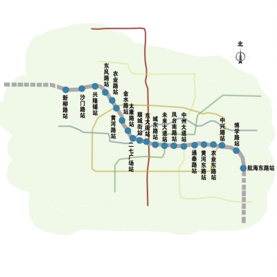 鄭州地鐵3號線站點示意圖　扈森制圖