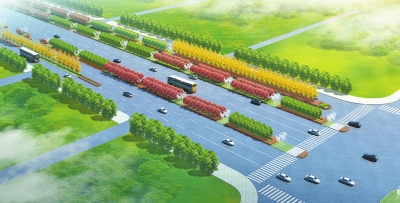 中州大道北延生態(tài)廊道及分車(chē)帶效果圖