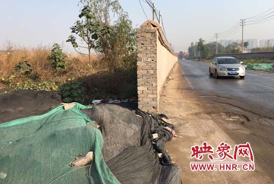 一墻之隔，一邊是道路，一邊是垃圾和荒草，市民質(zhì)疑其為遮羞墻。