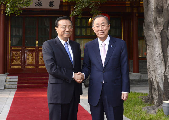 國(guó)務(wù)院李克強(qiáng)會(huì)見(jiàn)聯(lián)合國(guó)秘書(shū)長(zhǎng)潘基文